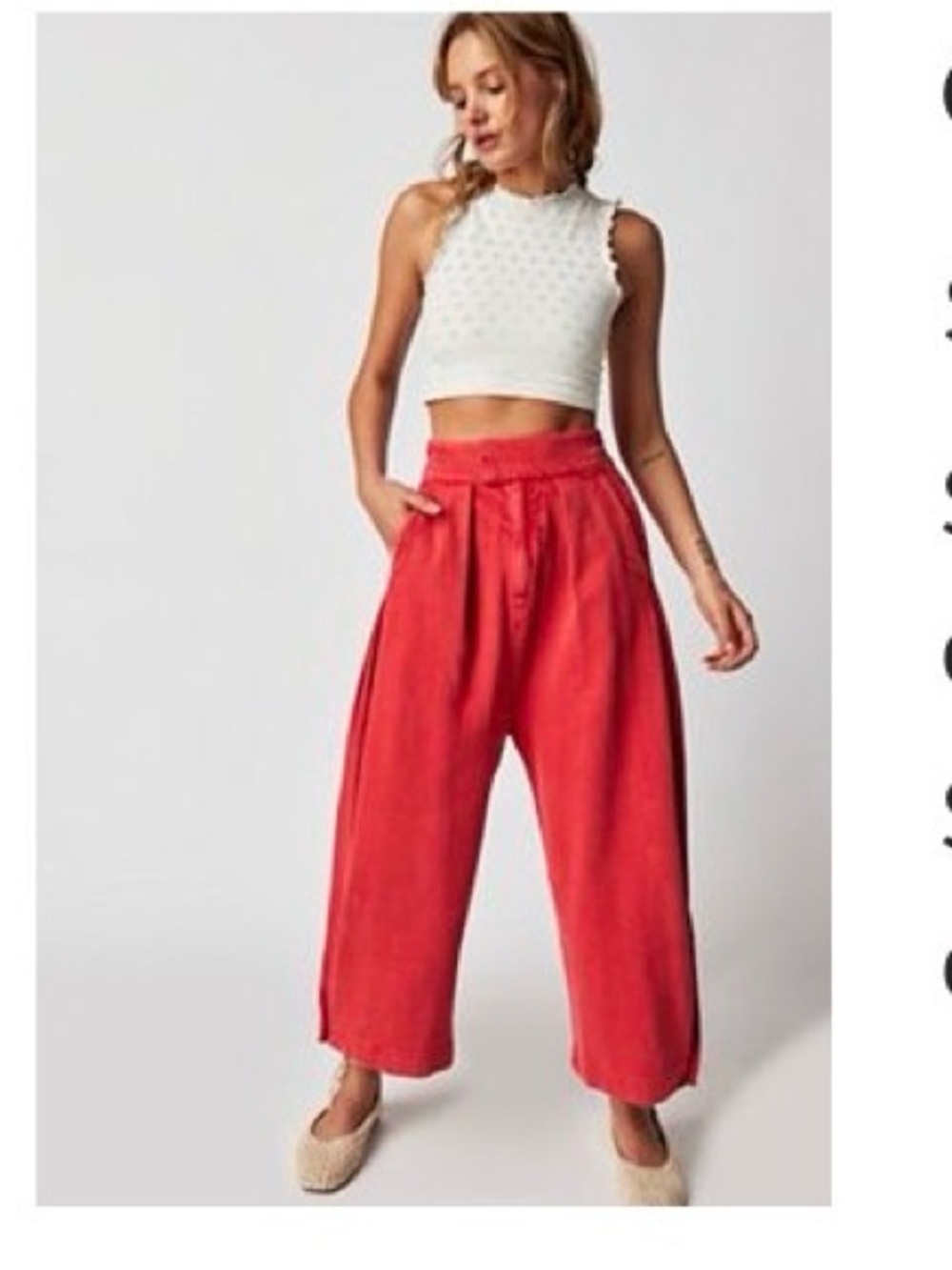 We The Free Bright Coral Wide-Leg High-Waist Pants